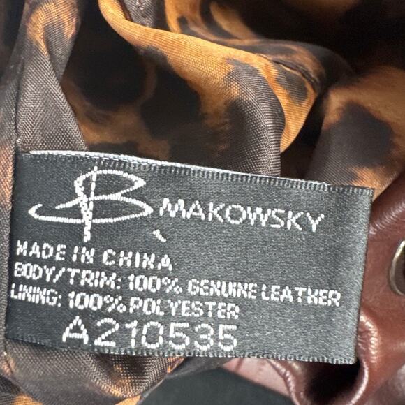 B. Makowski Mahogany Bucket Bag Shoulder Bag Soft Leather Silver Hardware - Picture 8 of 9